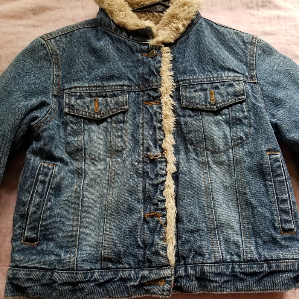 Fur lined women denim jacket